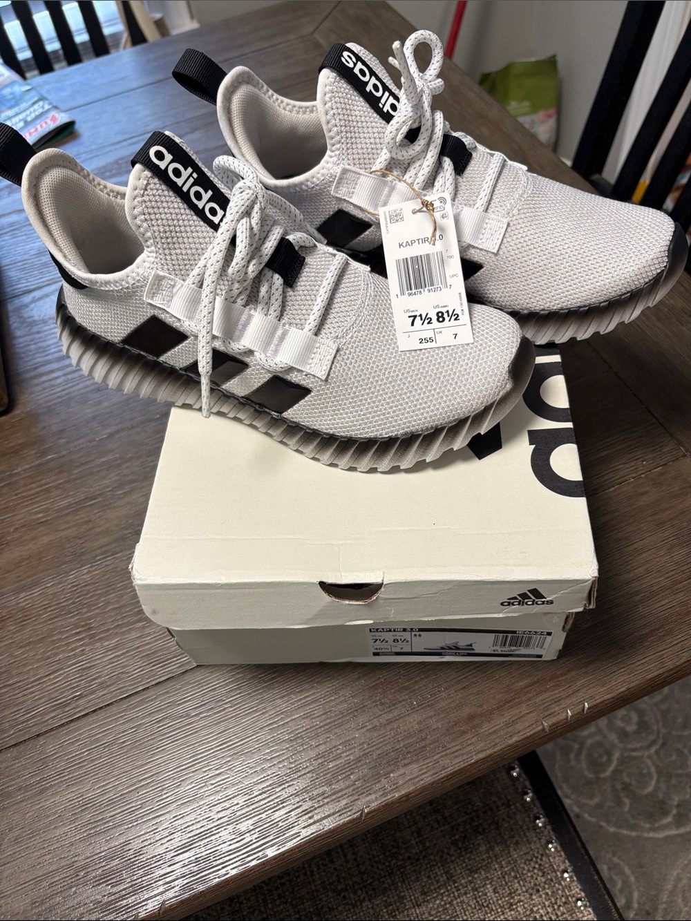 adidas White & Black Knit Runner Sneakers